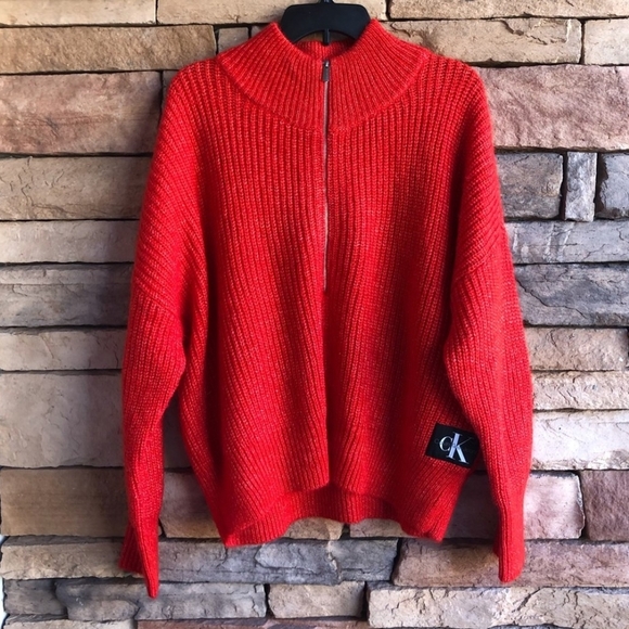 Red Half-Zip Sweater - Picture 1 of 5